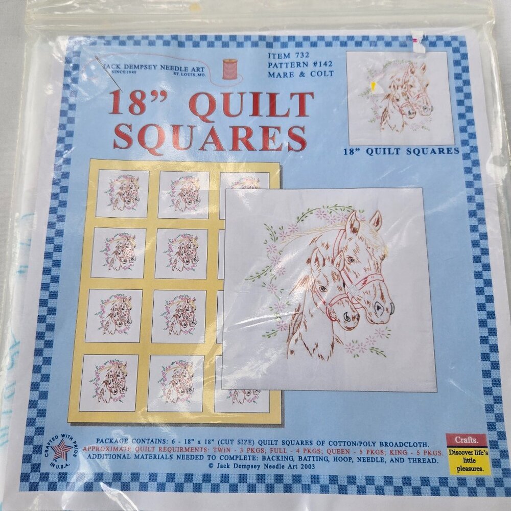 Jack Dempsey 18" Quilt Squares MARE AND COLT
